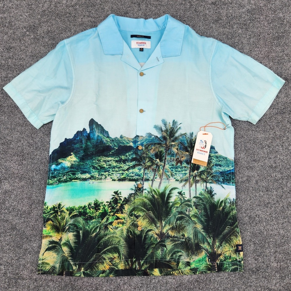 Roark Hinano Otemanu Light Blue Hawaiian Shirt Mens Size M Tropical button down‎